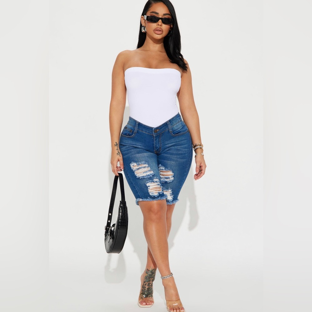 Medium blue wash shorts